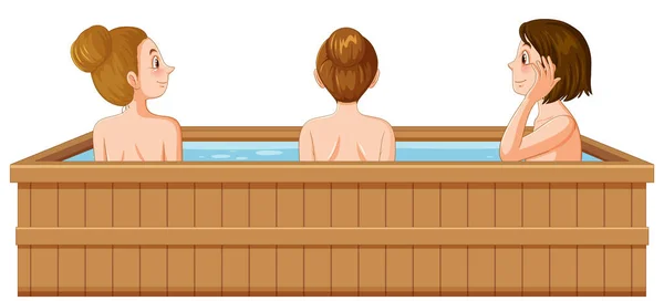 温泉浴池中的女性插图 — 图库矢量图片