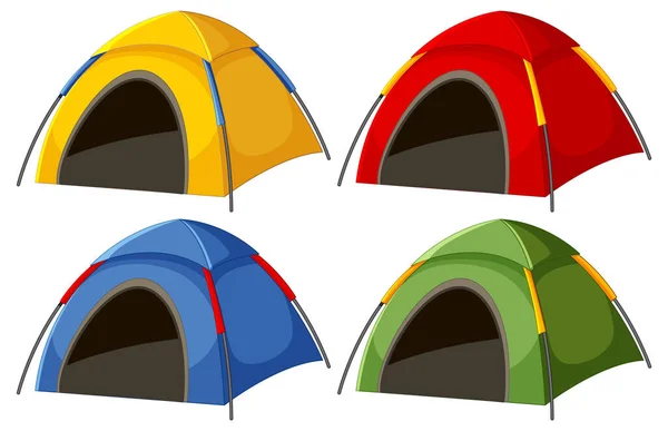 異なる色セットのイラストでキャンプテント — ストックベクタ