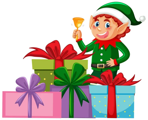 Natal Elfo Desenho Animado Personagem Ilustração —  Vetores de Stock