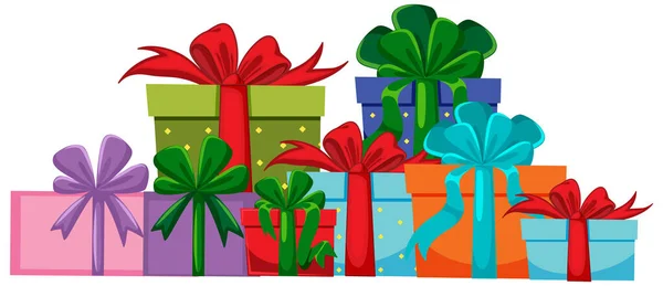 Christmas Gift Boxes Pile Illustration — Stock Vector