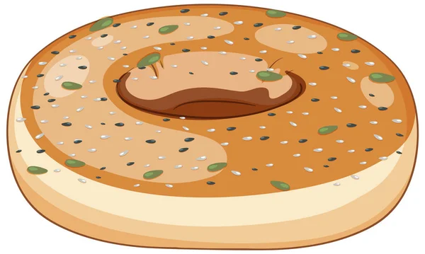 Geïsoleerde Heerlijke Sesam Bagel Illustratie — Stockvector