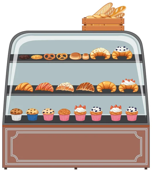 Półka Piekarnia Wystawiają Odosobnioną Ilustrację — Wektor stockowy