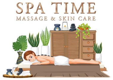 Pankart ya da poster illüstrasyonu için spa zamanı metin tasarımı