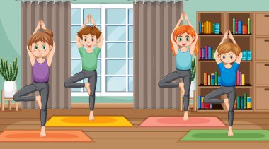 Yoga ve meditasyon örnekleri uygulayan insanlar