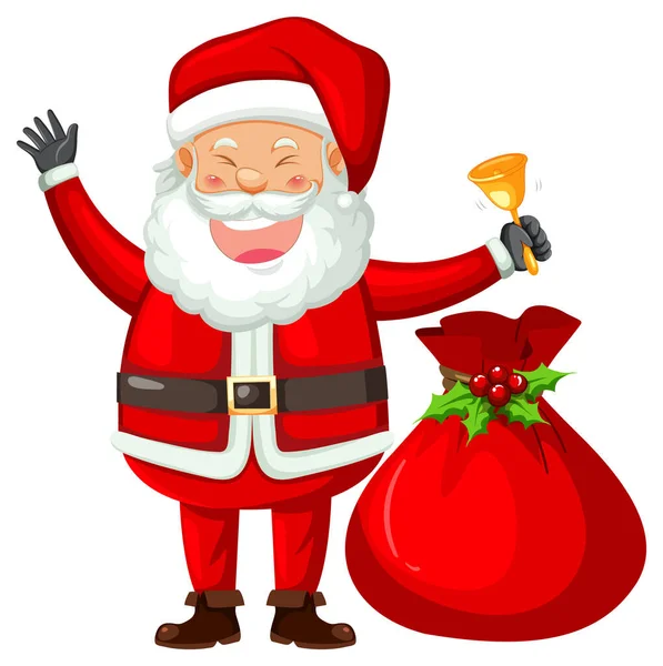Happy Santa Claus Dárkovým Sáčkem Ilustrace — Stockový vektor