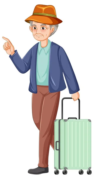 Senior Man Luggage Illustration — Stock Vector