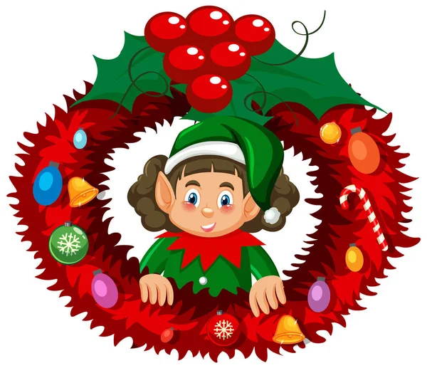 Corona Navidad Elfo Ilustración Estilo Dibujos Animados — Archivo Imágenes Vectoriales