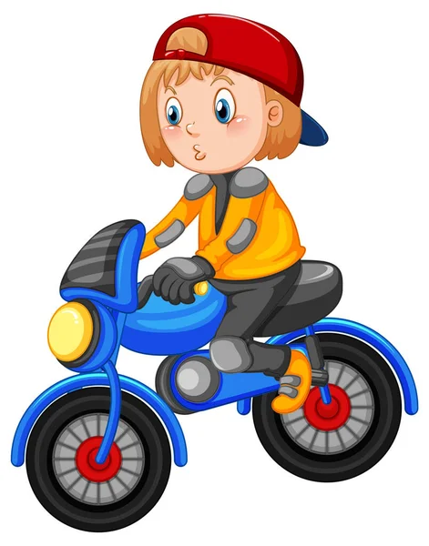一个骑摩托车横越自行车的女孩卡通人物图解 — 图库矢量图片