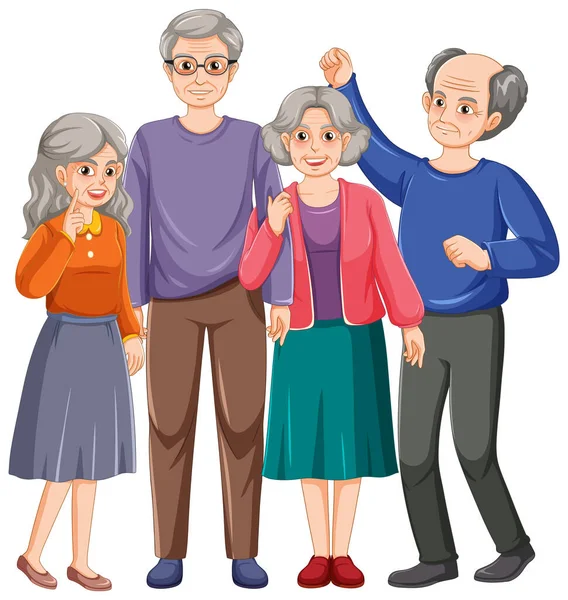Happy Senior People Group Illustration — Stockový vektor