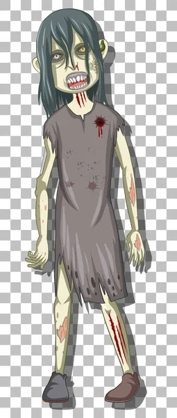 Illustration Personnage Dessin Animé Zombie Effrayant — Image vectorielle