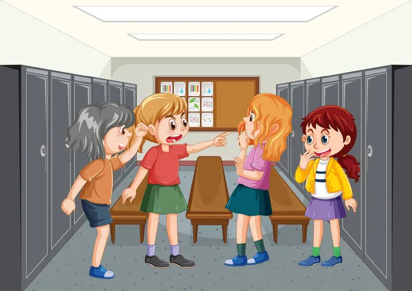 School Bullying Student Cartoon Characters Illustration — Vetor de Stock