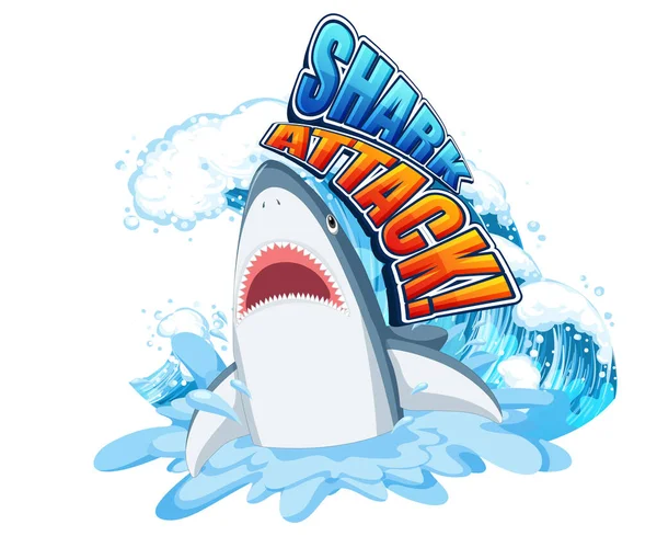 Shark Attack Icon Shark Cartoon Character Illustration — ストックベクタ