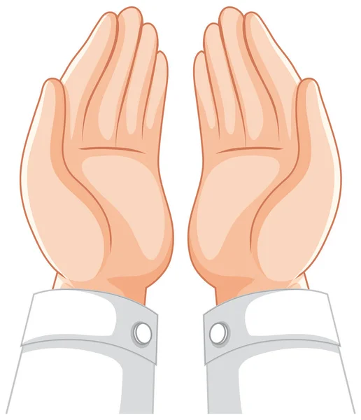 Paume Humaine Mains Sur Fond Blanc Illustration — Image vectorielle