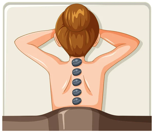 Rücken Der Frau Mit Stein Massage Illustration — Stockvektor