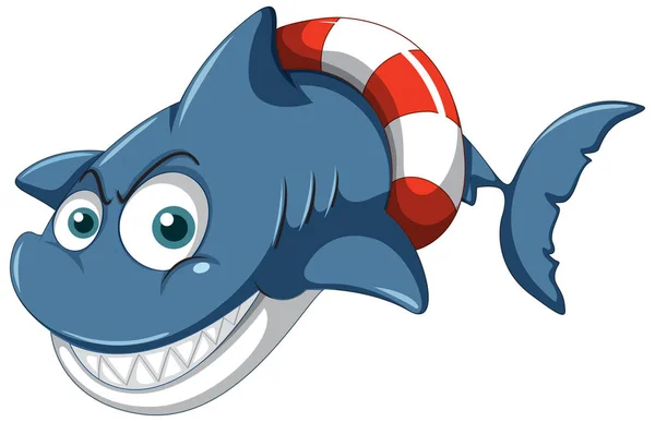 Smiling Shark Cartoon Character Illustration - Stok Vektor