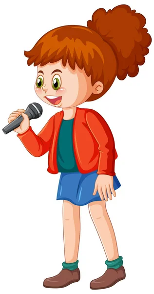Chica Cantante Personaje Dibujos Animados Ilustración Aislada — Archivo Imágenes Vectoriales