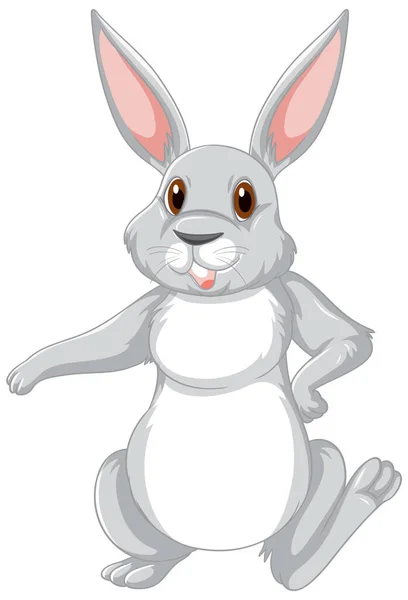 Carino Grigio Coniglio Cartone Animato Personaggio Illustrazione — Vettoriale Stock