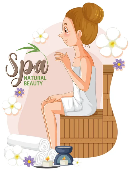 Spa Natural Beauty Text Spa Woman Illustration — Stock Vector