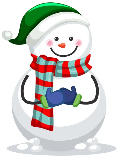 Snowman Wearing Hat Scarf Illustration — Stock Vector