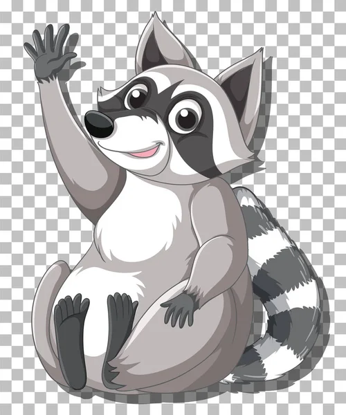 Raccoon Raising Hand Cartoon Character Illustration — Stock Vector