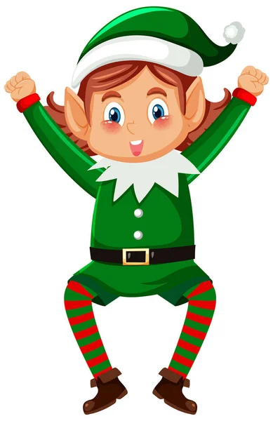 Natale Elfo Cartone Animato Personaggio Illustrazione — Vettoriale Stock
