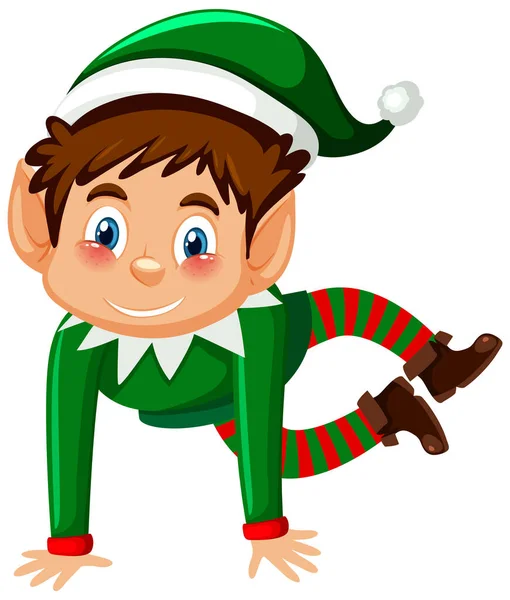 Natal Elfo Desenho Animado Personagem Ilustração — Vetor de Stock