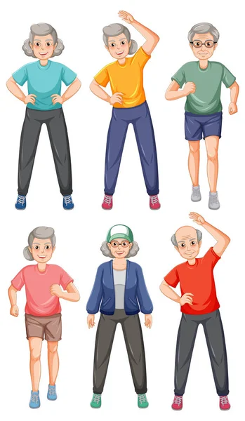 Collection Elderly People Characters Illustration — Stock Vector