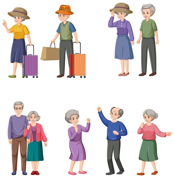 stock vector Collection of elderly people characters illustration