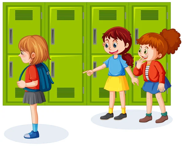 Girl Get Bullied Other Children Illustration — Stock Vector