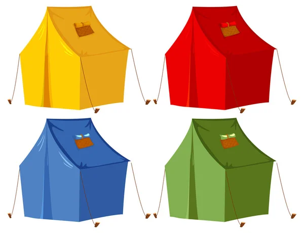 Camping Tent Different Colour Set Illustration — Stock Vector