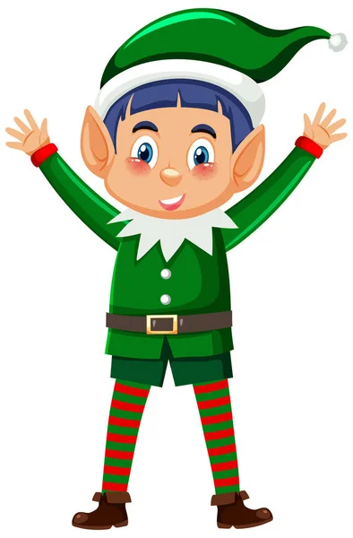 Dibujos Animados Navidad Elfo Carácter Ilustración — Vector de stock