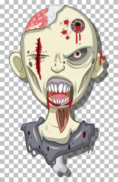 Creepy Zombie Head Grid Background Illustration — ストックベクタ