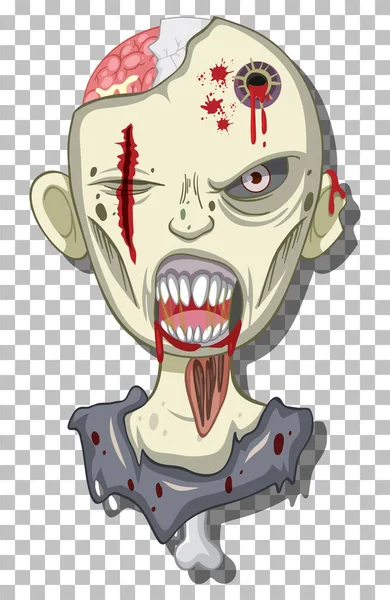 Assustador Zombie Cabeça Grade Fundo Ilustração —  Vetores de Stock