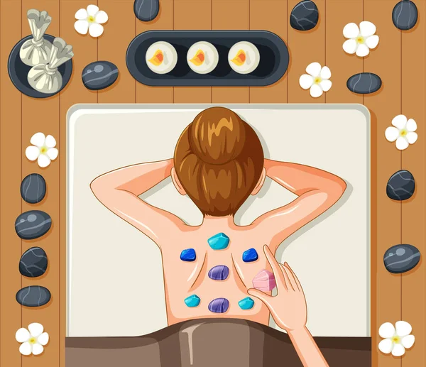 Back Woman Healing Crystals Illustration — Stock Vector