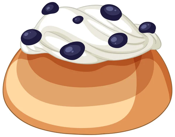 Isolated Delicious Blueberry Cream Sourdough Bun Illustration — Stock Vector