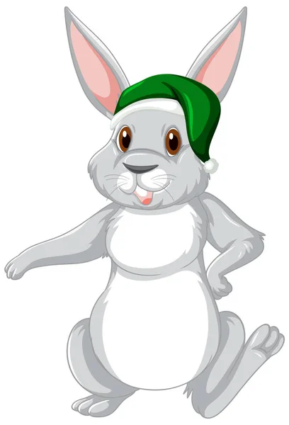 Lindo Conejo Gris Ilustración Personaje Dibujos Animados — Vector de stock