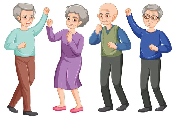 老年人群体舞蹈图解 — 图库矢量图片