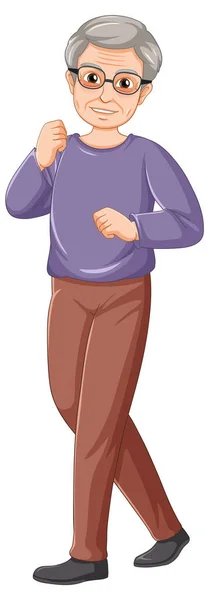 Vieil Homme Illustration Personnage Dessin Animé — Image vectorielle