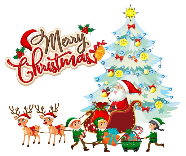 Joyeux Texte Noël Avec Illustration Personnage Dessin Animé — Image vectorielle