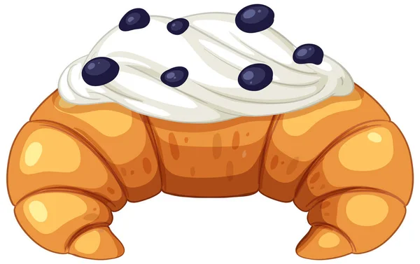 Izolált Finom Francia Áfonyás Krémsajtos Croissant Illusztráció — Stock Vector