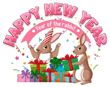 Tavşan Yılı Mutlu Yeni Yıl Sanatı