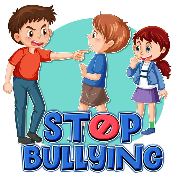 Stop Bullying Text Cartoon Character Illustration — Stock vektor