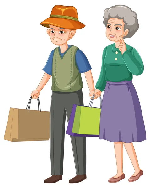 Happy Senior Couple Traveling Illustration — Stock Vector