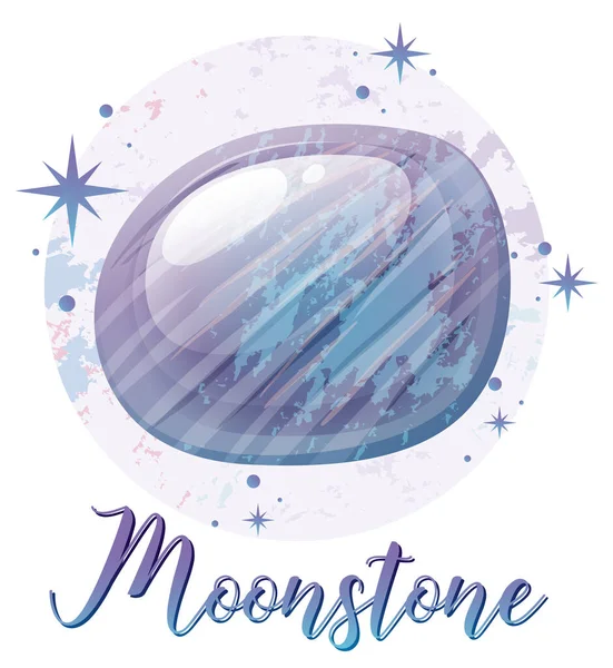 Pedra Preciosa Moonstone Com Ilustração Texto —  Vetores de Stock