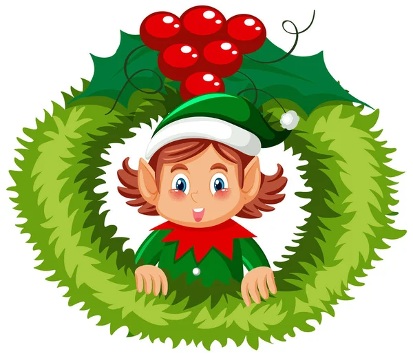 Dibujos Animados Navidad Elfo Carácter Ilustración — Archivo Imágenes Vectoriales