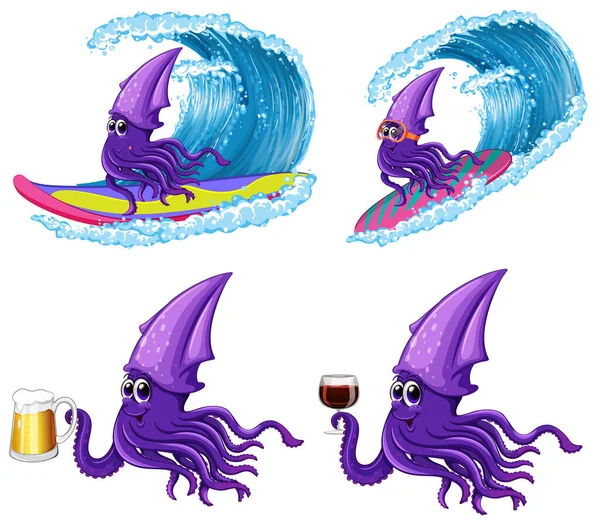 Squid Personnages Bande Dessinée Illustration Jeu — Image vectorielle