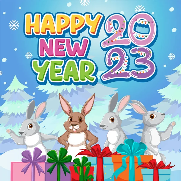 Happy New Year 2023 Banner Christmas Theme Illustration — Stock Vector