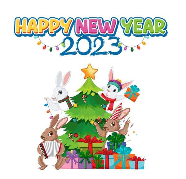 圣诞快乐 新年快乐2023年插图 — 图库矢量图片