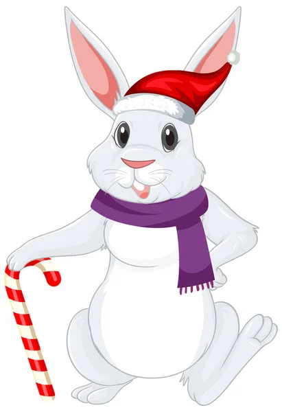 かわいい白いウサギの漫画のキャラクターイラスト — ストックベクタ