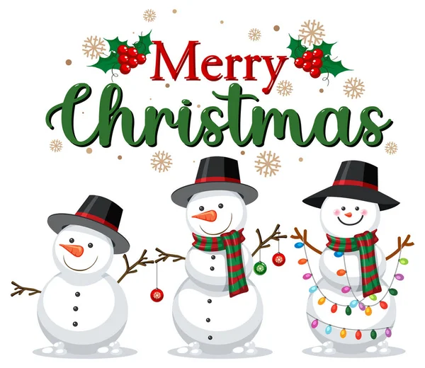Καλά Χριστούγεννα Κείμενο Χιονάνθρωπο Εικόνα — Διανυσματικό Αρχείο